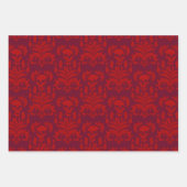 Skull Flame Damask in humeurig rood op rood Inpakpapier Vel (Voorkant 2)