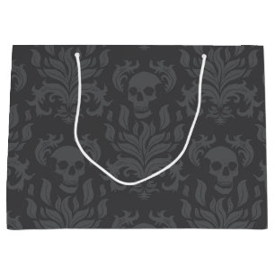 Skull Flame Damask in humeurige grijstinten Groot Cadeauzakje