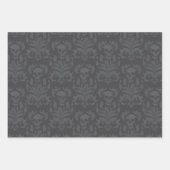 Skull Flame Damask in humeurige grijstinten Inpakpapier Vel (Voorkant 3)