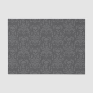 Skull Flame Damask in humeurige grijstinten Tissuepapier