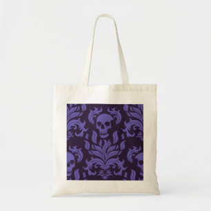 Skull Flame Damask in humeurige tinten van paarse Tote Bag