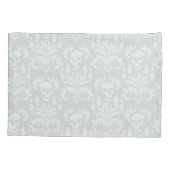 Skull Flame Damask in klassiek wit op wit Kussensloop (Achterkant-Links)