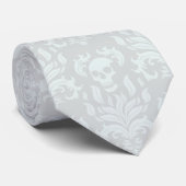 Skull Flame Damask in klassiek wit op wit Stropdas (Opgerold)