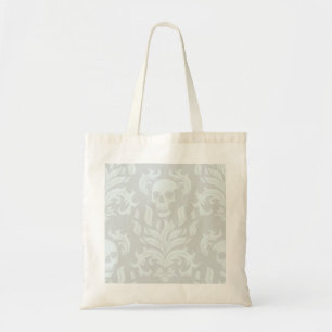 Skull Flame Damask in klassiek wit op wit Tote Bag