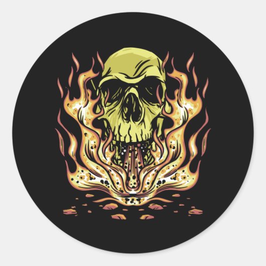 Skull Flames Best Gift Ronde Sticker (Voorkant)