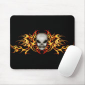 Skull    FlamesMousepad - zwarte rug Muismat (Met muis)