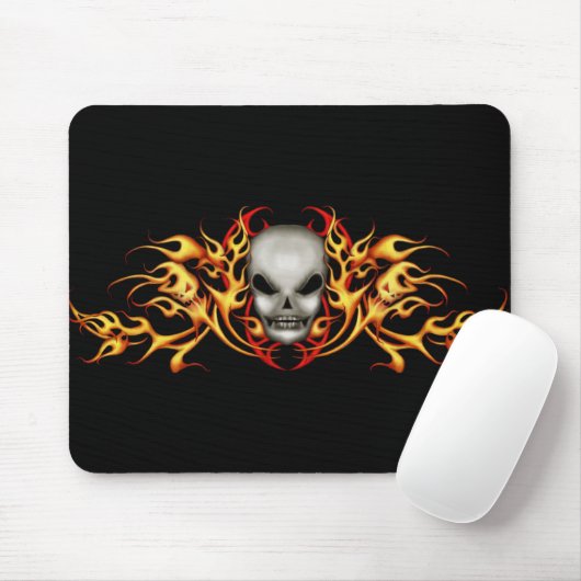 Skull    FlamesMousepad - zwarte rug Muismat (Met muis)