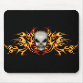 Skull    FlamesMousepad - zwarte rug Muismat (Voorkant)