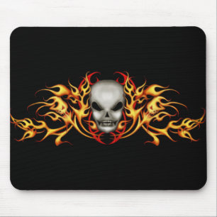 Skull    FlamesMousepad - zwarte rug Muismat