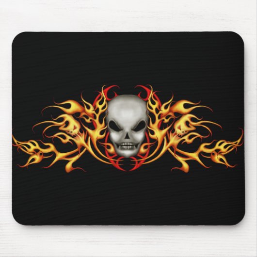 Skull    FlamesMousepad - zwarte rug Muismat (Voorkant)
