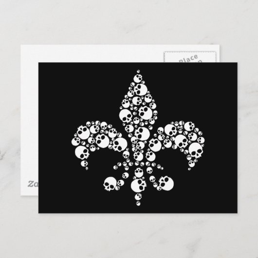 Skull Fleur De Lis Briefkaart (Voorkant / Achterkant)