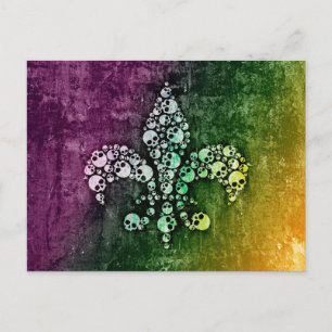 Skull Fleur De Lis Briefkaart
