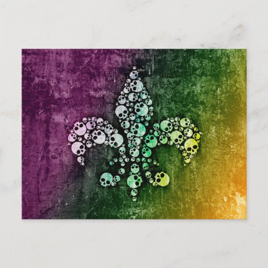 Skull Fleur De Lis Briefkaart (Voorkant)