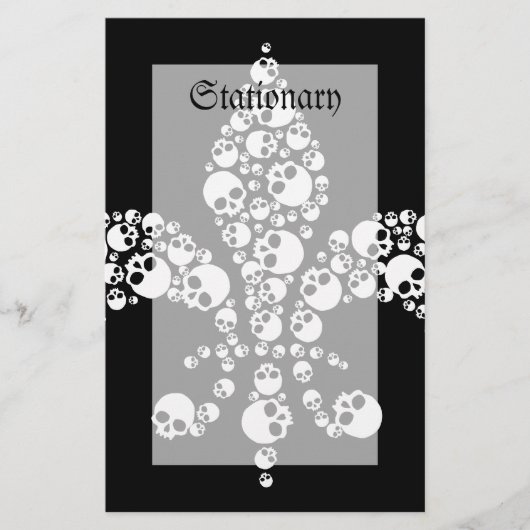 Skull Fleur De Lis Briefpapier (Voorkant)