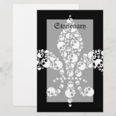 Skull Fleur De Lis Briefpapier (Voorkant / Achterkant)