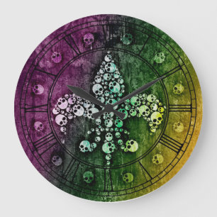 Skull Fleur De Lis Grote Klok