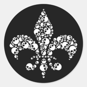Skull Fleur De Lis Ronde Sticker