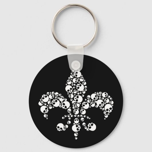 Skull Fleur De Lis Sleutelhanger (Voorkant)