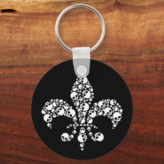 Skull Fleur De Lis Sleutelhanger (Voorkant)