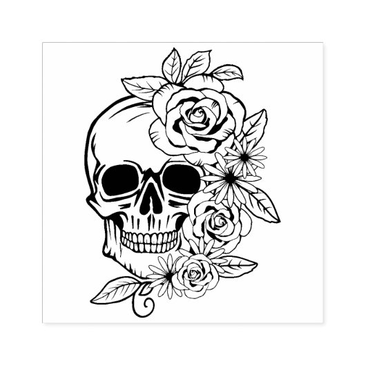 Skull Floral Art Rubberstempel (Afrduk)