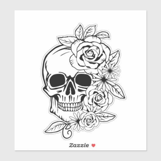 Skull Floral Art Sticker (Vel)