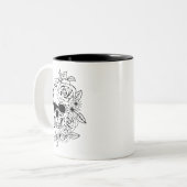 Skull Floral Art Tweekleurige Koffiemok (Voorkant links)