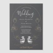 Skull Floral Black Gothic Wedding Vellum Uitnodigingen (Voorkant)