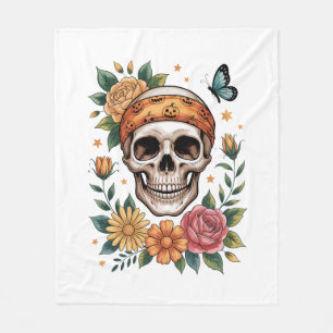 Skull Floral Halloween Spooky Fleece Deken