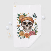 Skull Floral Halloween Spooky Golfhanddoek (Insitu)