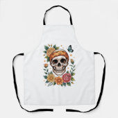 Skull Floral Halloween Spooky Schort (Voorkant)