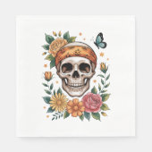 Skull Floral Halloween Spooky Servet (Voorkant)