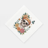 Skull Floral Halloween Spooky Servet (Hoek)