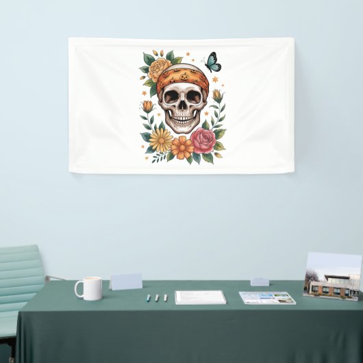 Skull Floral Halloween Spooky Spandoek (Beurs)