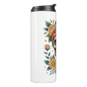 Skull Floral Halloween Spooky Thermosbeker (Gedraaid links)