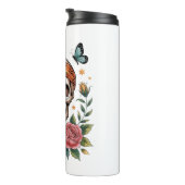 Skull Floral Halloween Spooky Thermosbeker (Geroteerd rechts)