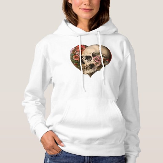Skull Floral Heart Design Hoodie (Voorkant)