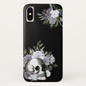 Skull Floral Rozen Black White Gothic Halloween Case-Mate iPhone Hoesje (Achterkant)