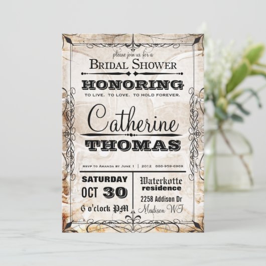 Skull & Flourishes Wedding Uitnodiging (Staand voorkant)