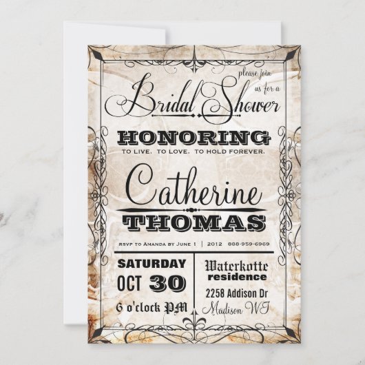  Skull & Flourishes Wedding Uitnodiging (Voorkant)