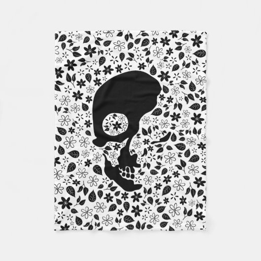 Skull Flower ( achtergrondkleur) Fleece Deken (Voorkant)