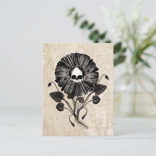 Skull Flower Briefkaart (Staand voorkant)