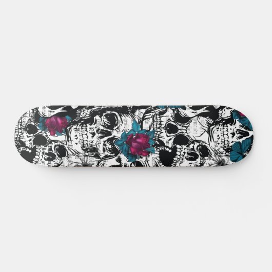 Skull Flower gothic Digital Pattern Persoonlijk Skateboard (Horizontaal)