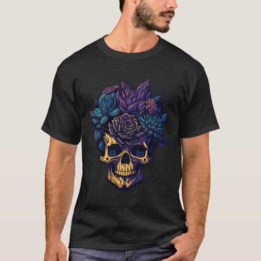 Skull Flower Pot Growing Succulents Plants And Her T-shirt (Voorkant)