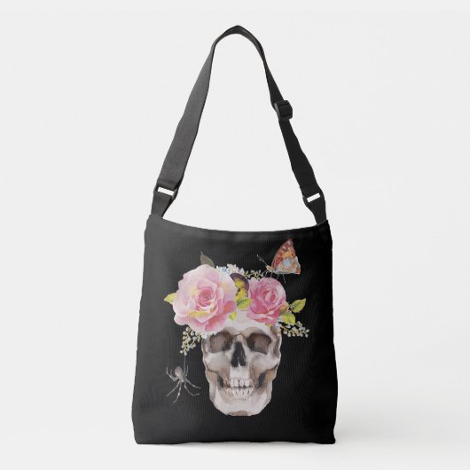 Skull Flowers Butterfly Spider Halloween Gift Crossbody Tas (Voorkant)