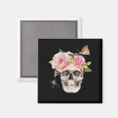 Skull Flowers Butterfly Spider Halloween Gift Magneet (Voorkant / Achterkant)
