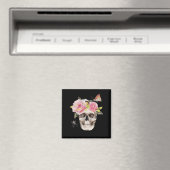 Skull Flowers Butterfly Spider Halloween Gift Magneet (Insitu (Vaatwasser))