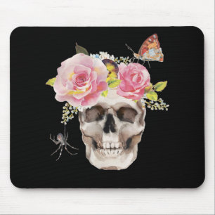 Skull Flowers Butterfly Spider Halloween Gift Muismat