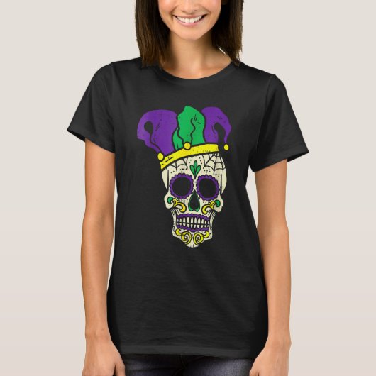 Skull Funny Mardi Gras New Orleans Carnival Men Bo T-shirt (Voorkant)