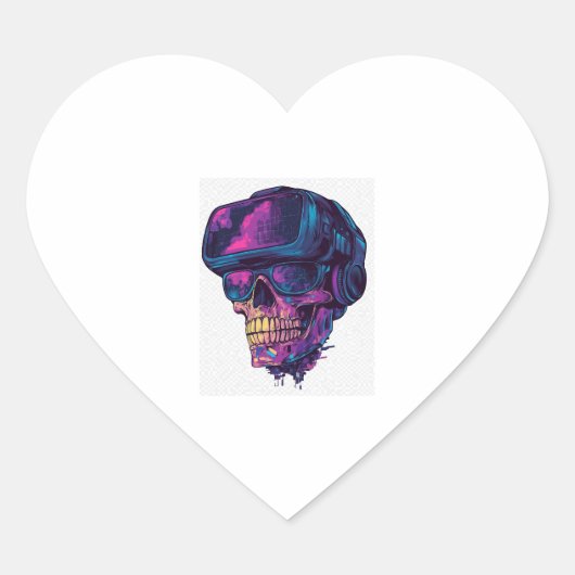 Skull Gamer Mode Hart Sticker (Voorkant)