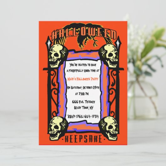 Skull Gatekeeper Party Uitnodiging (Staand voorkant)